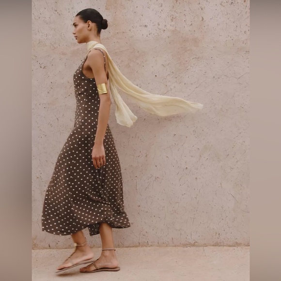 NWT Zara Polka Dot Midi Dress - Picture 13 of 16